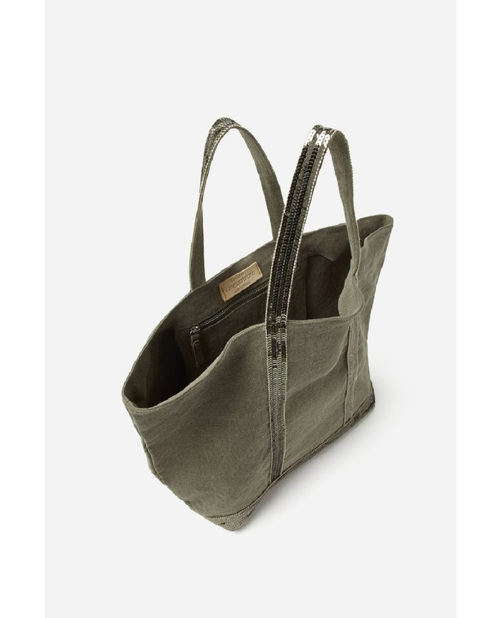 Cabas l lin et paillettes kaki - Vanessa bruno