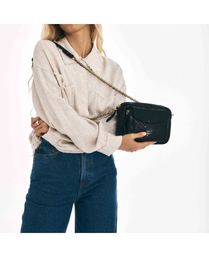 Sac python charly noir chaine - Claris virot