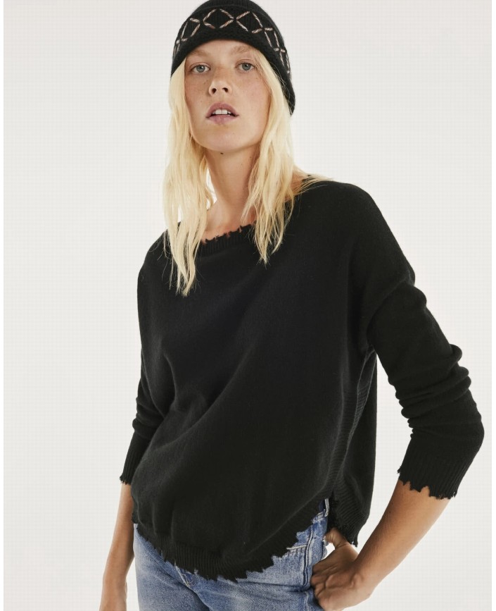 Pull mela noir en cachemire - Kujten
