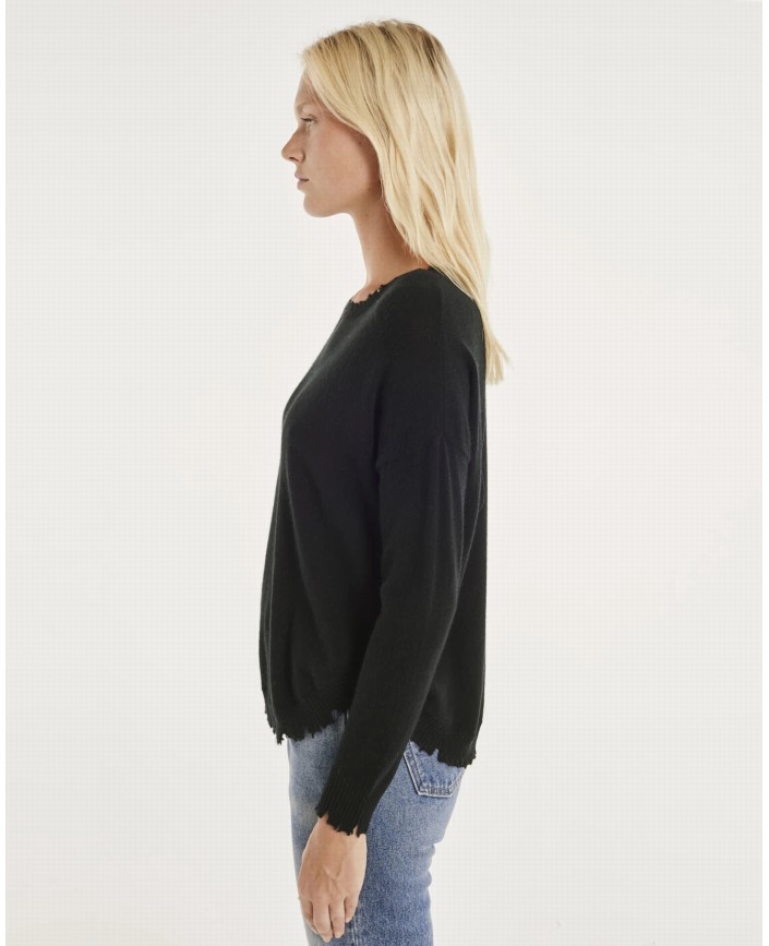 Pull mela noir en cachemire - Kujten