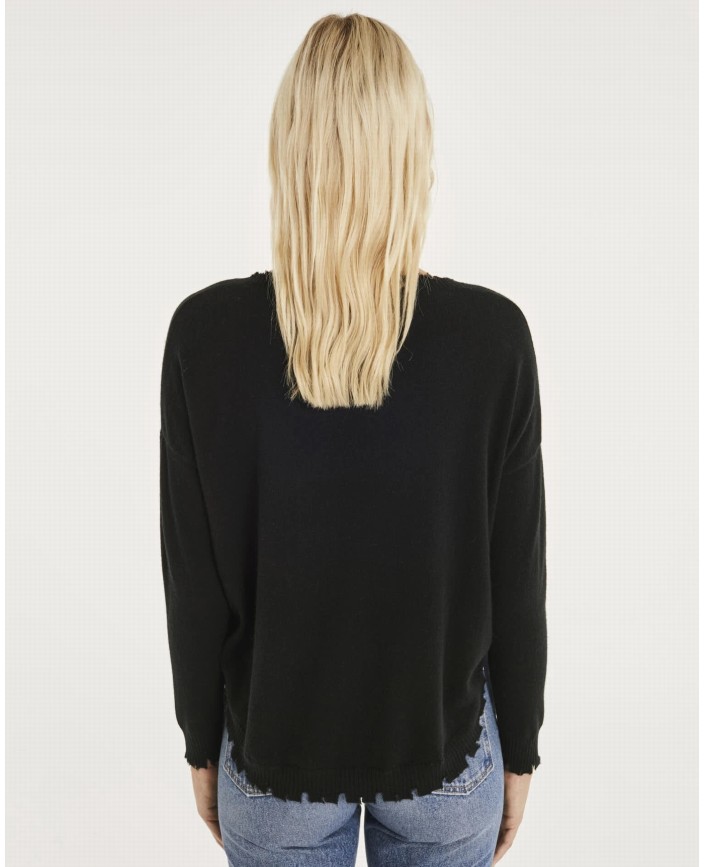 Pull mela noir en cachemire - Kujten