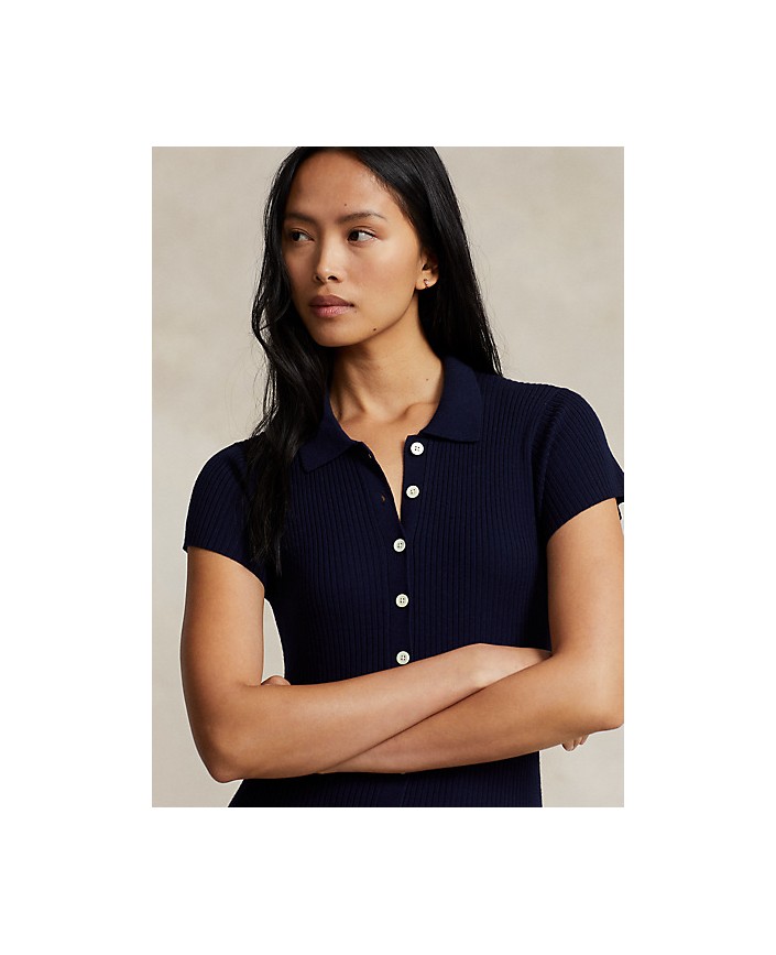 Robe longue merinos laine navy - Ralph lauren