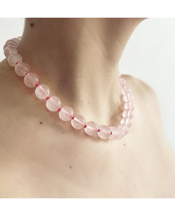 Collier rainbow quartz rose - 4 crosses