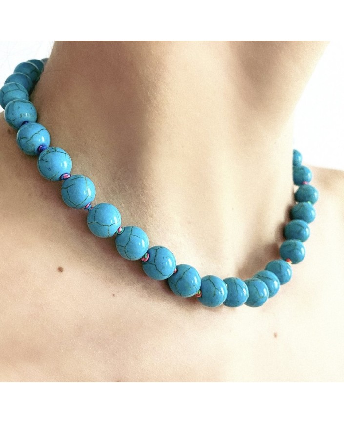 Collier rainbow turquenite - 4 crosses