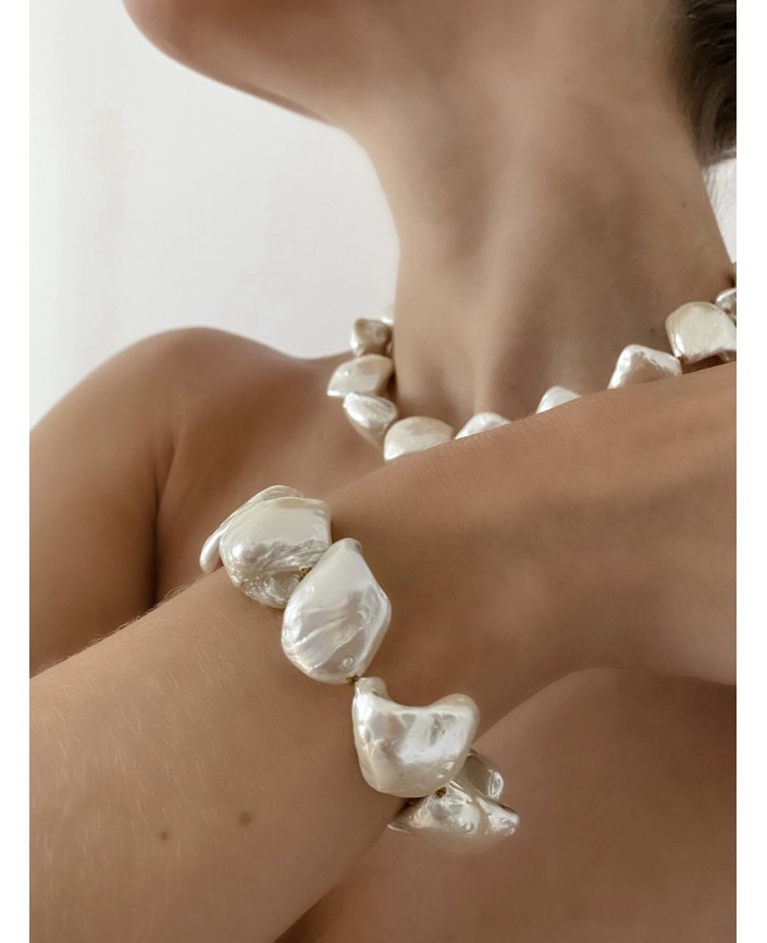 Bracelet pepite blanc - 4 crosses