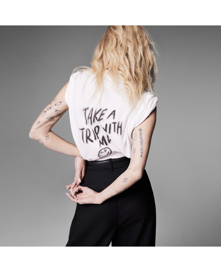 T-shirt walker tee trip ivory - Anine bing