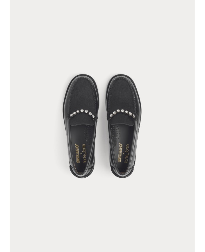 Mocassins leather with strass - Forte forte