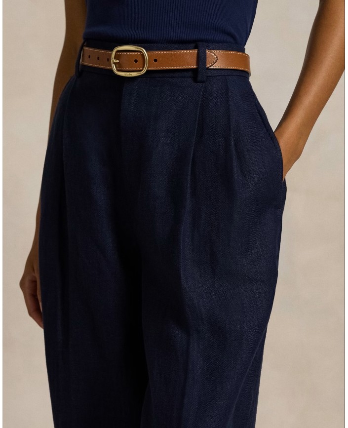 Pantalon lin navy herringbone - Ralph lauren