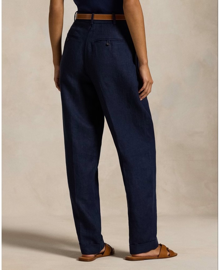 Pantalon lin navy herringbone - Ralph lauren