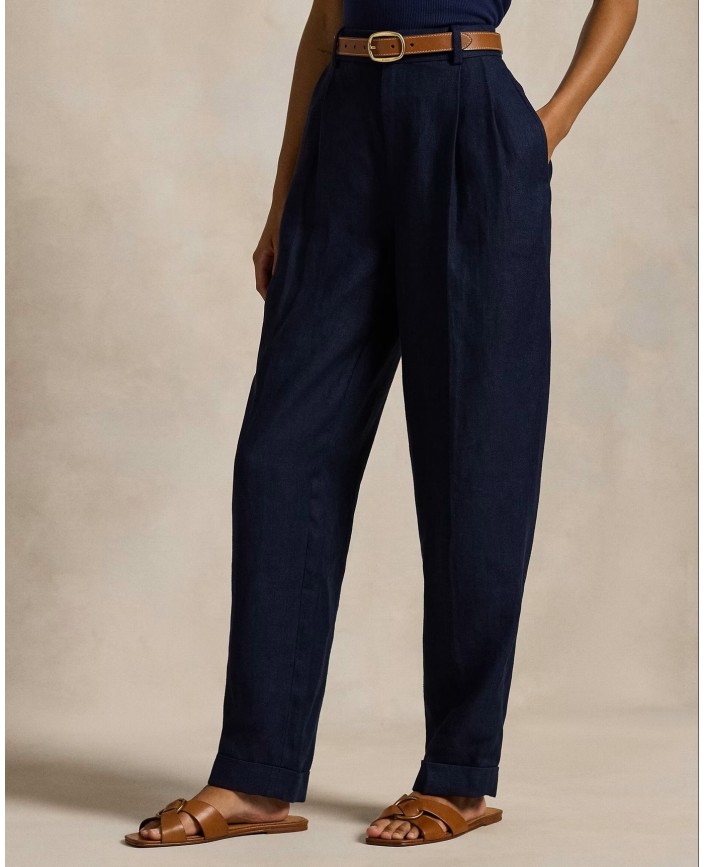 Pantalon lin navy herringbone - Ralph lauren