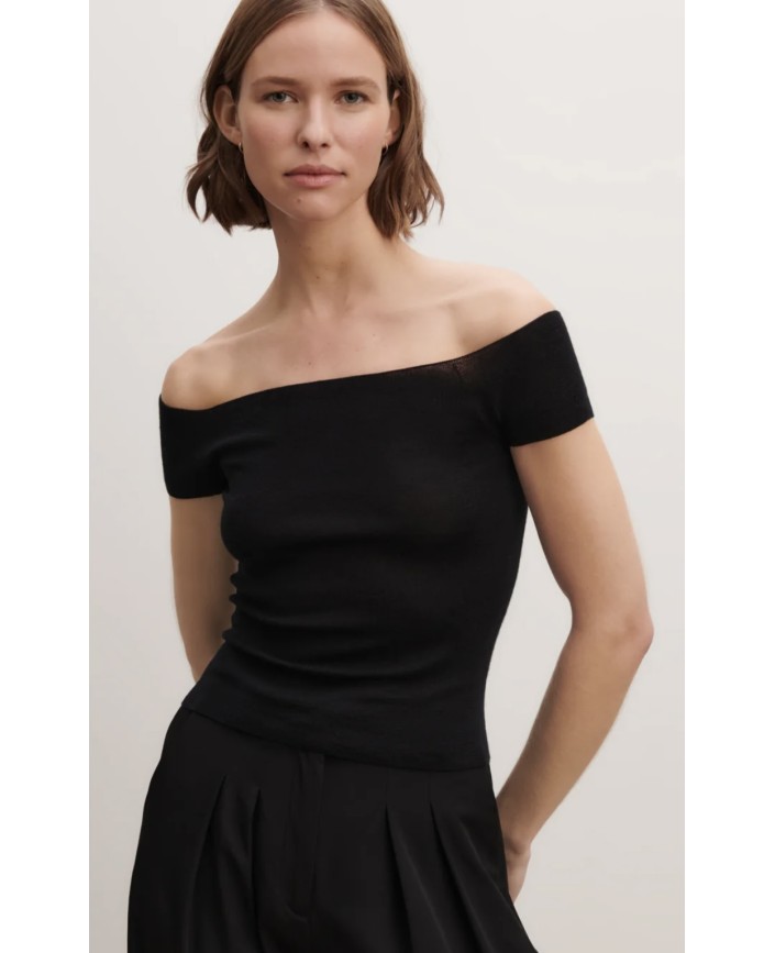 Top maille uni encolure bardot - Bompard 2