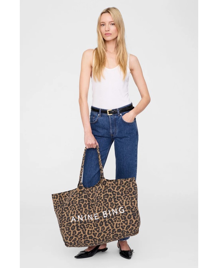 Tote bag leo canvas leopard - Anine bing 2