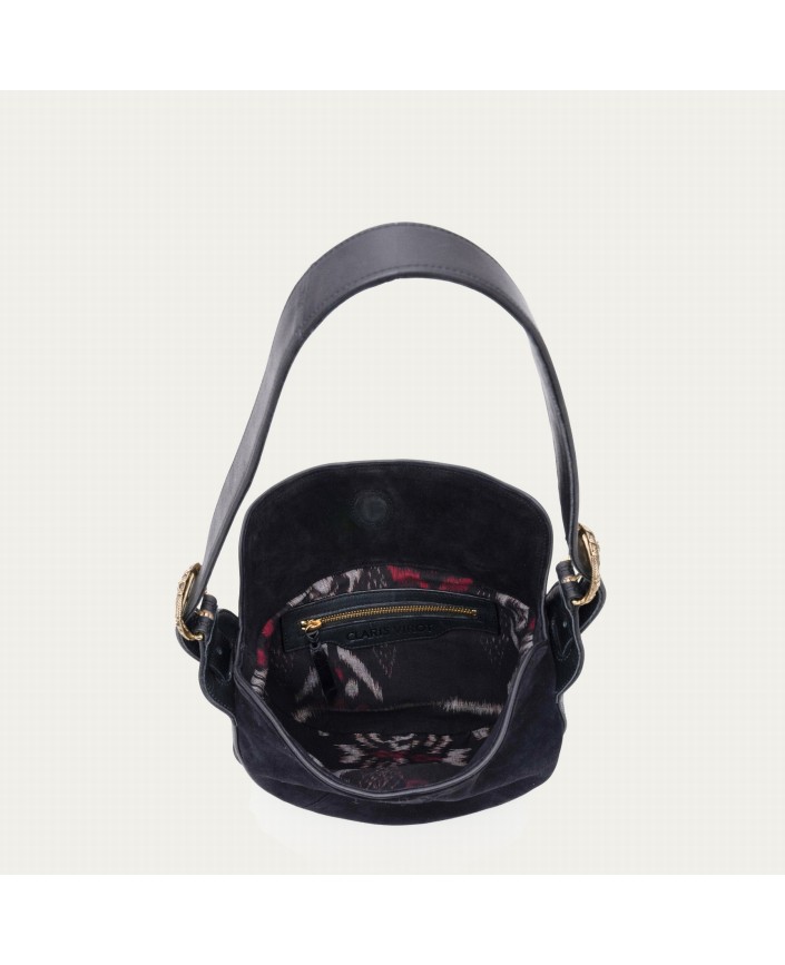 Sac veau velours estelle noir - Claris virot